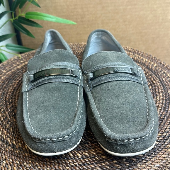 Calvin Klein Grey Suede Loafers Size 11 main image 4
